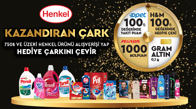 750 TL ve üzeri Henkel Alışverişinize ÇARK ÇEVİR kampanyası
