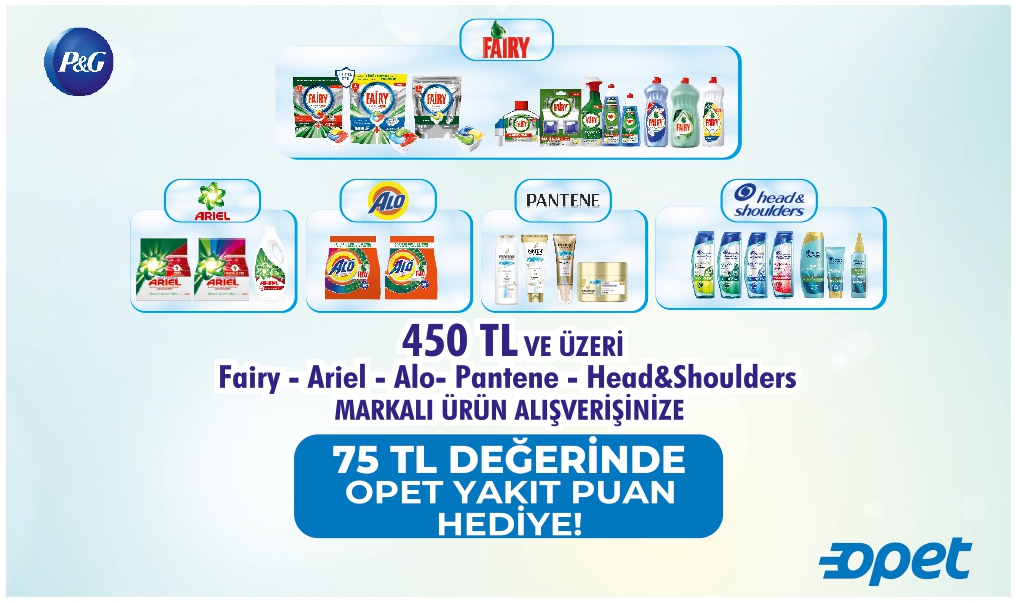 450 TL ve Üzeri Fairy, Ariel, Alo, H&S, Herbal Essences, Pantene Alışverişinize kampanyası