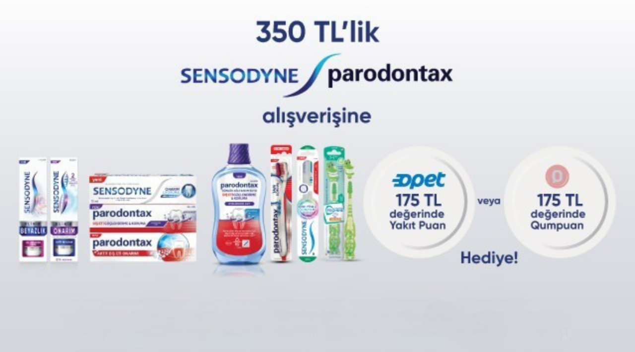 350 TL ve üzeri Sensodyne veya Parodontax Alışverişinize 175 TL OPET YAKIT PUAN VEYA QUMPUAN kampanyası