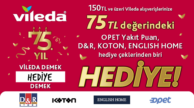 150 TL ve Üzeri Vileda Alışverişinize YAKIT PUAN VEYA HEDİYE ÇEKİ kampanyası