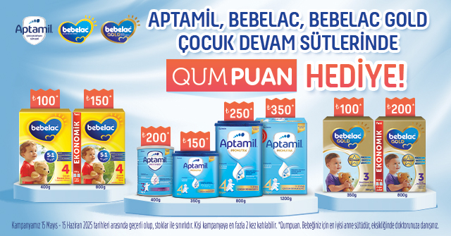 Aptamil ve/veya Bebelac Alışverişinize QUMPUAN HEDİYE kampanyası