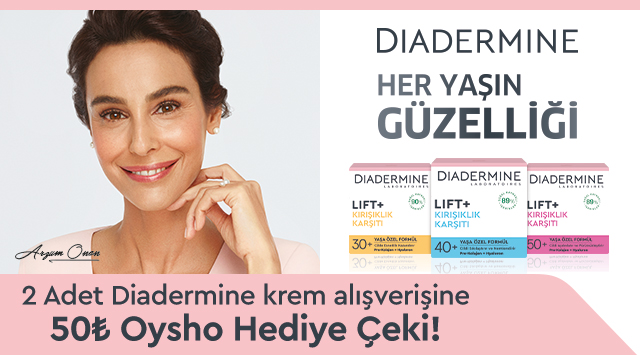 2 Adet Diadermine Krem Alışverişinize 50 TL OYSHO HEDİYE KART KODU kampanyası
