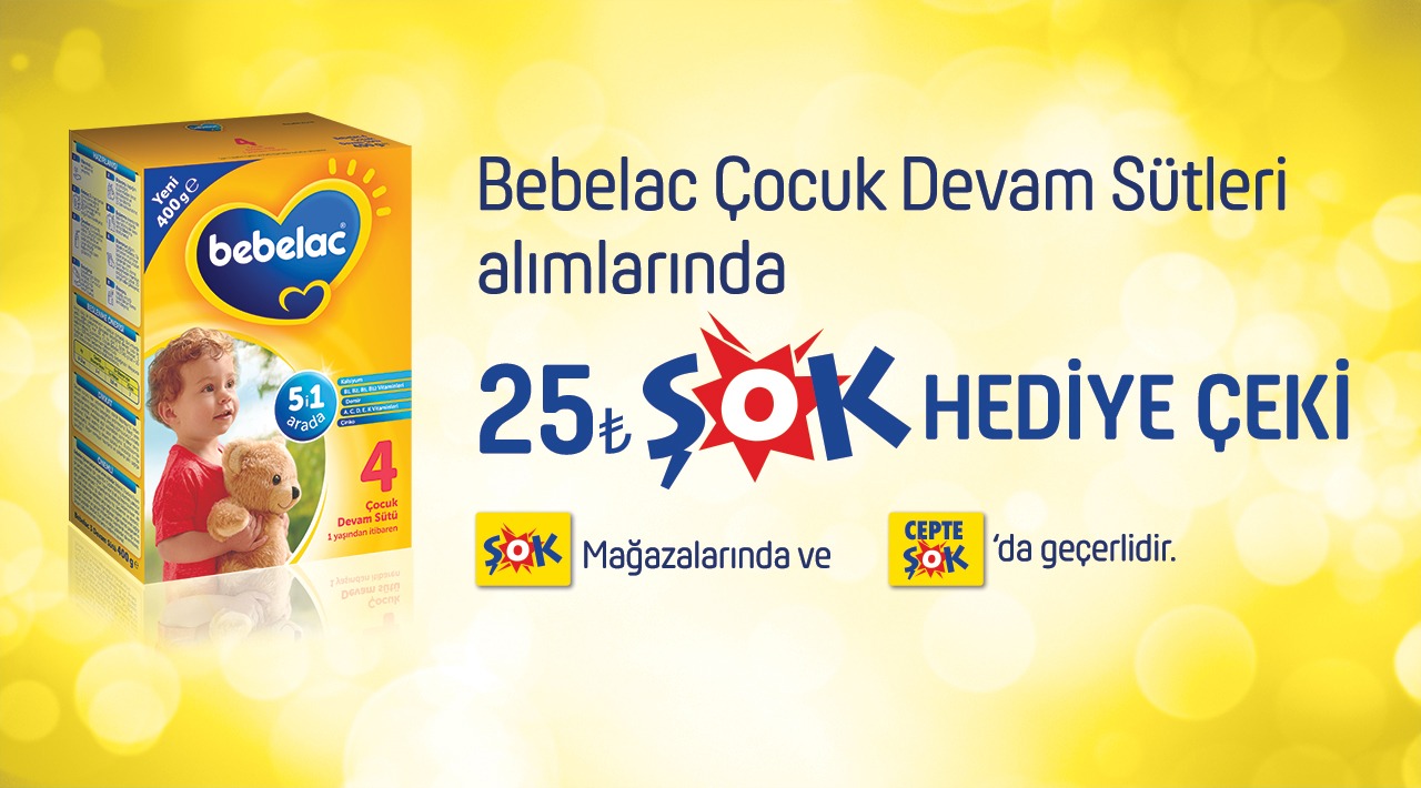 Bebelac Çocuk Devam Sütü Alışverişinize 25 TL ŞOK HEDİYE ÇEKİ kampanyası