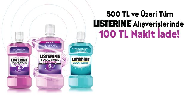 500 TL ve üzeri Listerine Alışverişinize 100 TL NAKİT İADE kampanyası