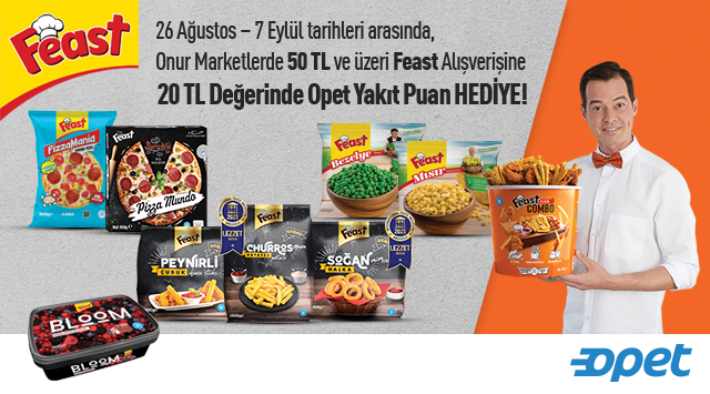 50 TL ve Üzeri Feast Alışverişinize 20 TL OPET YAKIT PUAN kampanyası