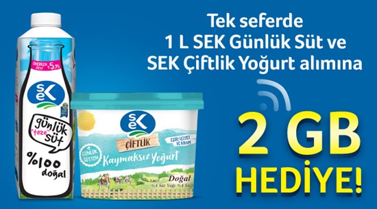 1 L Sek Süt ve Sek Çiftlik Yoğurt Ürünleri Alışverişine kampanyası